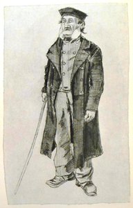 Arbejdshusfange med skallehætte og pind af Vincent van Gogh